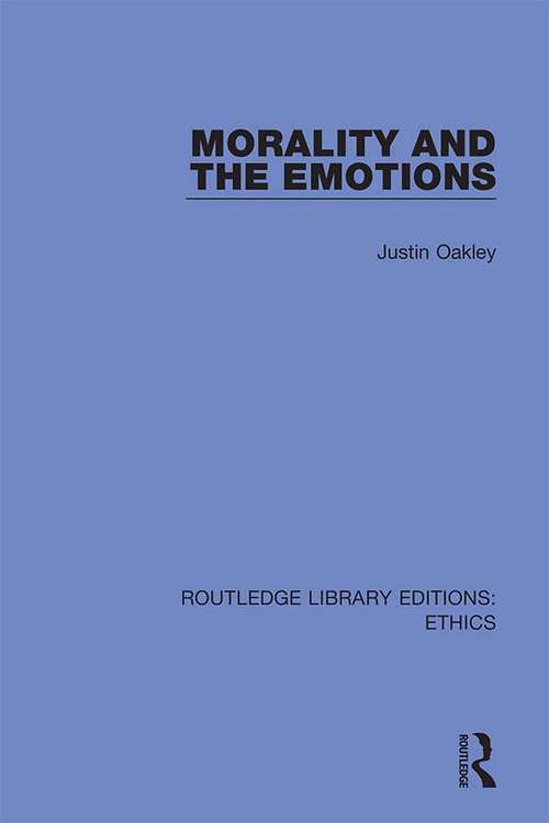 Book cover of Morality and the Emotions