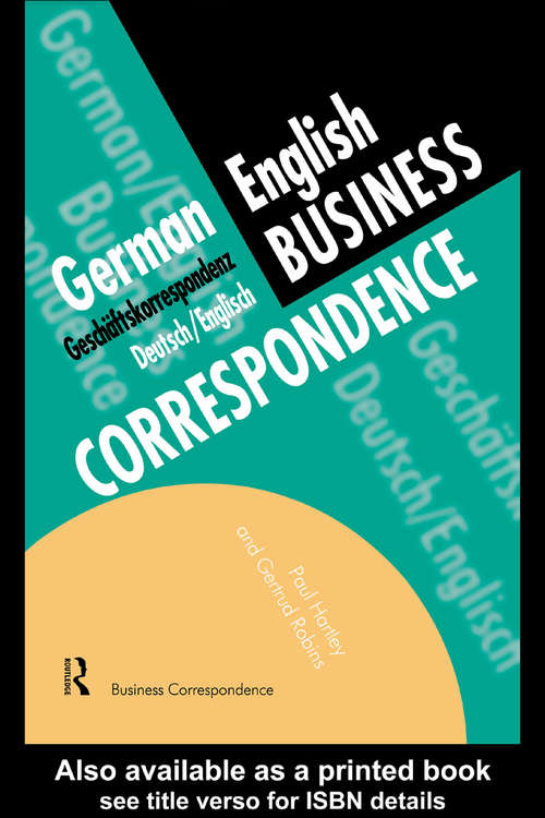 Book cover of German/English Business Correspondence: Geschaftskorrespondenz Deutsch/Englisch