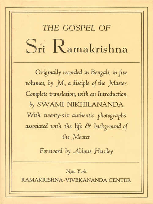 Book cover of Gospel of Sri Ramakrishna