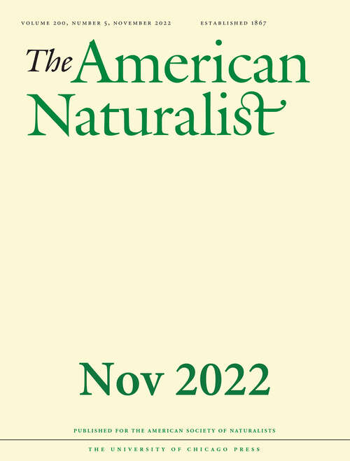 Book cover of The American Naturalist, volume 200 number 5 (November 2022)