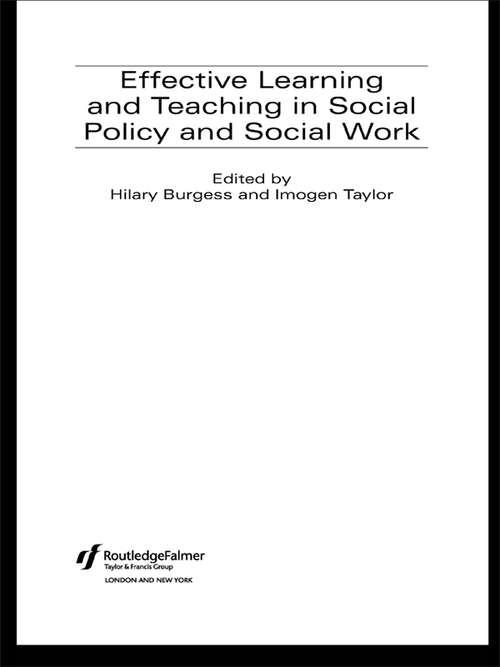 Book cover of Effective Learning and Teaching in Social Policy and Social Work (Effective Learning and Teaching in Higher Education)