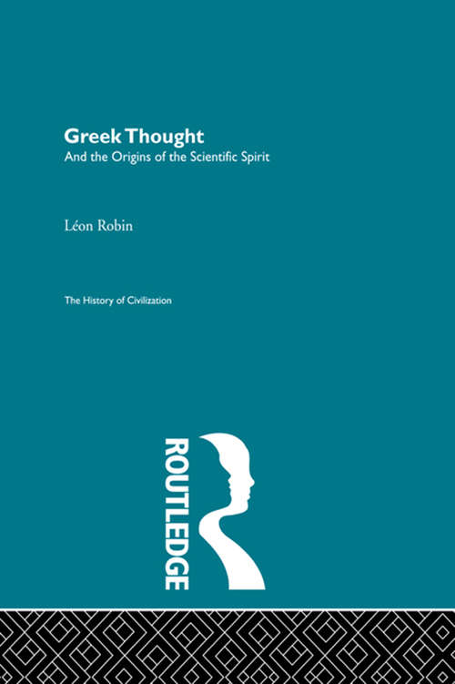 Book cover of Greek Thought and the Origins of the Scientific Spirit