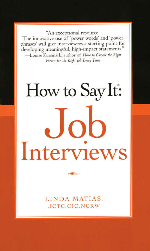 Book cover of How to Say It Job Interviews