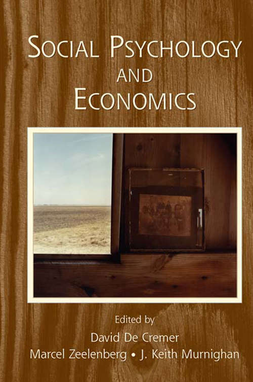 Book cover of Social Psychology and Economics (The Society for Judgment and Decision Making Series)