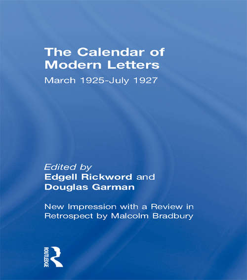 Book cover of Calendar Modern Letts 4v Cb: Cal of Modern Letters