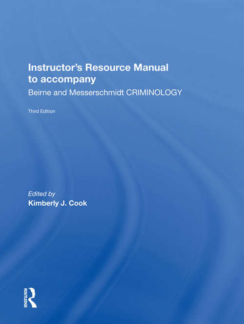 Book cover of Instructor's Manual To Accompany Criminology (3)