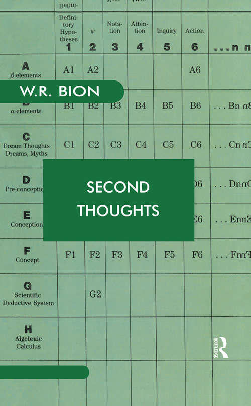 Book cover of Second Thoughts: Selected Papers on Psychoanalysis