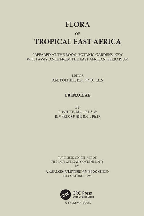 Book cover of Flora of Tropical East Africa - Ebenaceae (1996)