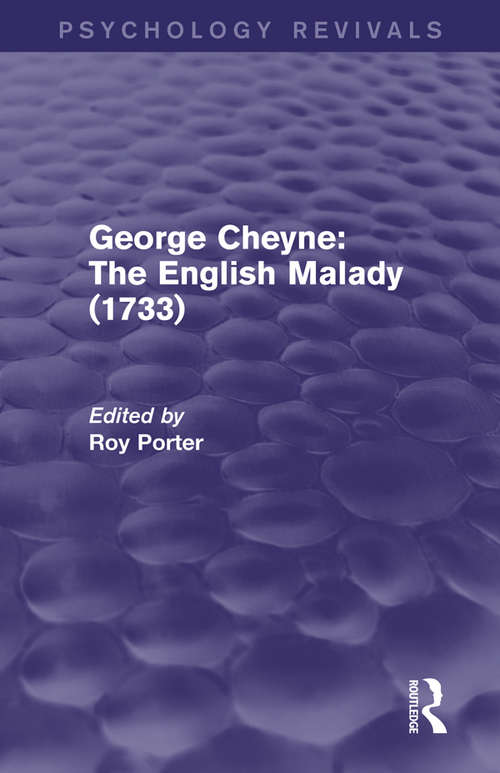 Book cover of George Cheyne: The English Malady (1733) (Psychology Revivals)