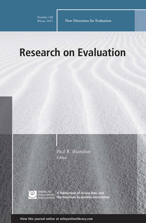 Book cover of Research on Evaluation: New Directions for Evaluation, Number 148 (J-B PE Single Issue (Program) Evaluation)