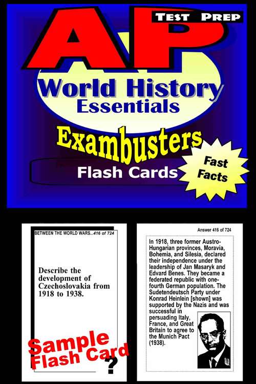Book cover of AP Test Prep Flash Cards: World History Essentials Review (Exambusters AP Prep Workbook #10)