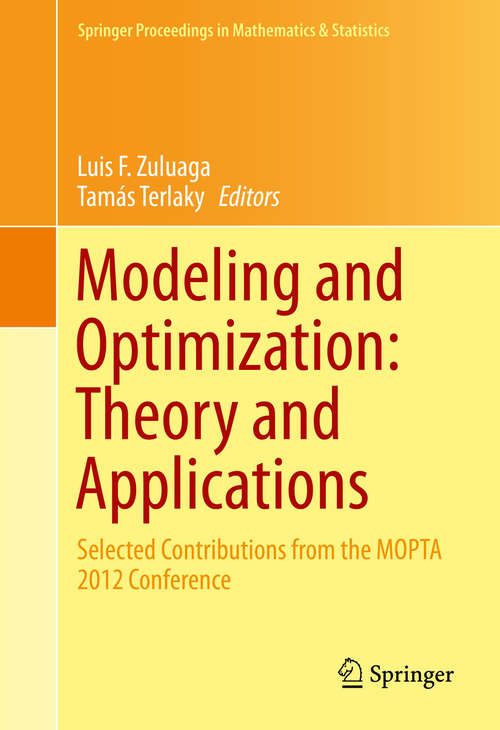 Book cover of Modeling and Optimization: Theory and Applications