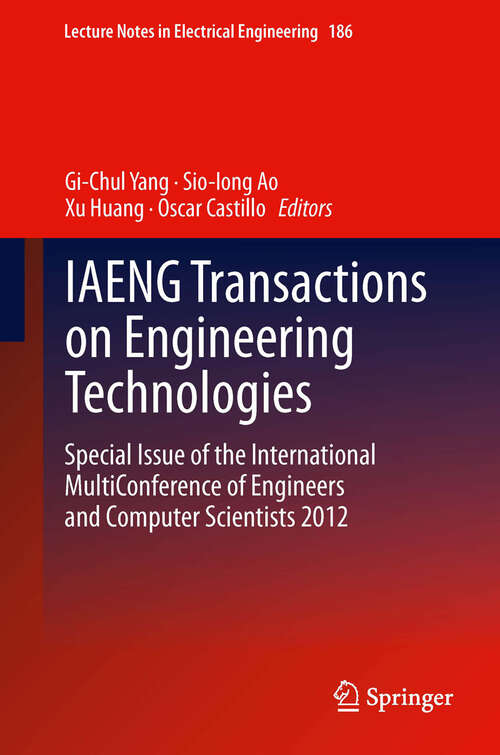 Book cover of IAENG Transactions on Engineering Technologies