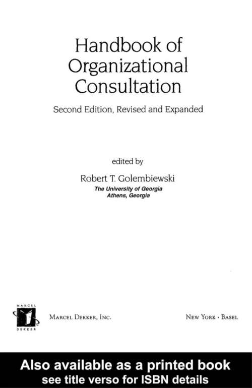 Book cover of Handbook of Organizational Consultation, Second Editon (2) (Public Administration and Public Policy)