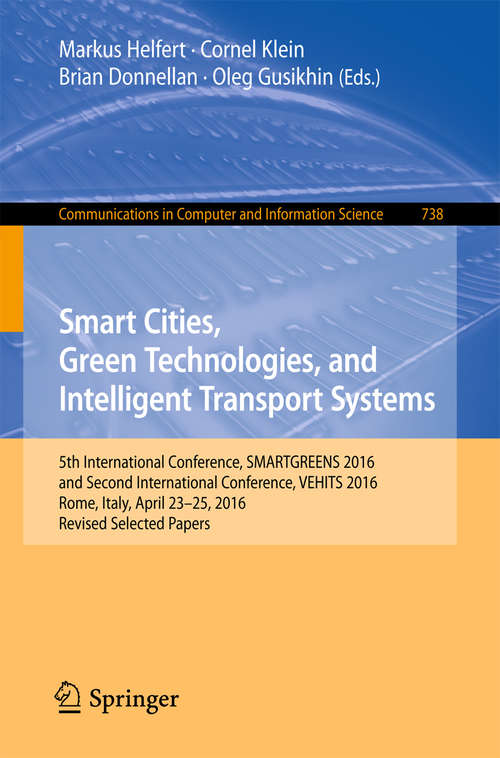 Book cover of Smart Cities, Green Technologies, and Intelligent Transport Systems