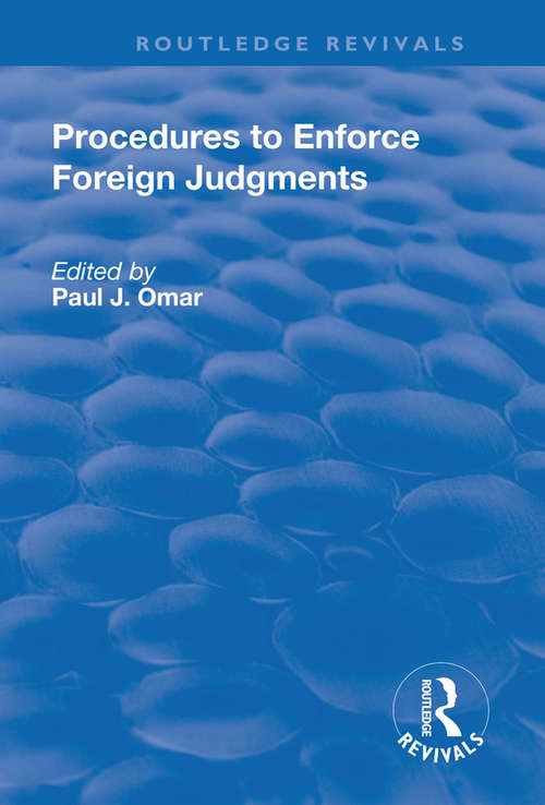 Book cover of Procedures to Enforce Foreign Judgments (Routledge Revivals)