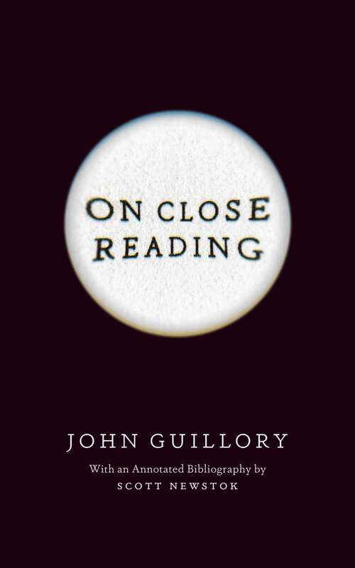 Book cover of On Close Reading