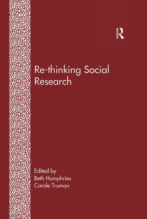 Book cover of Re-Thinking Social Research: Anti-Discriminatory Approaches in Research Methodology