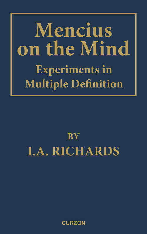 Book cover of Mencius on the Mind: Experiments in Multiple Definition