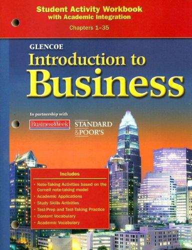 Book cover of Glencoe Introduction to Business, Student Activity Workbook with Academic Integration