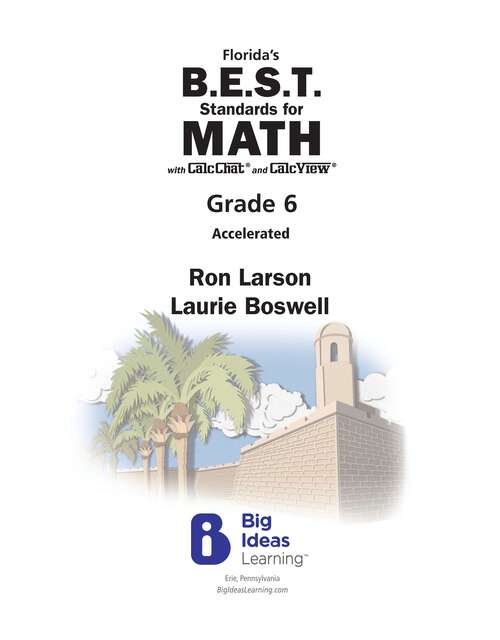 Book cover of Florida’s B.E.S.T. Standards for MATH 2023 Grade 6 Accelerated