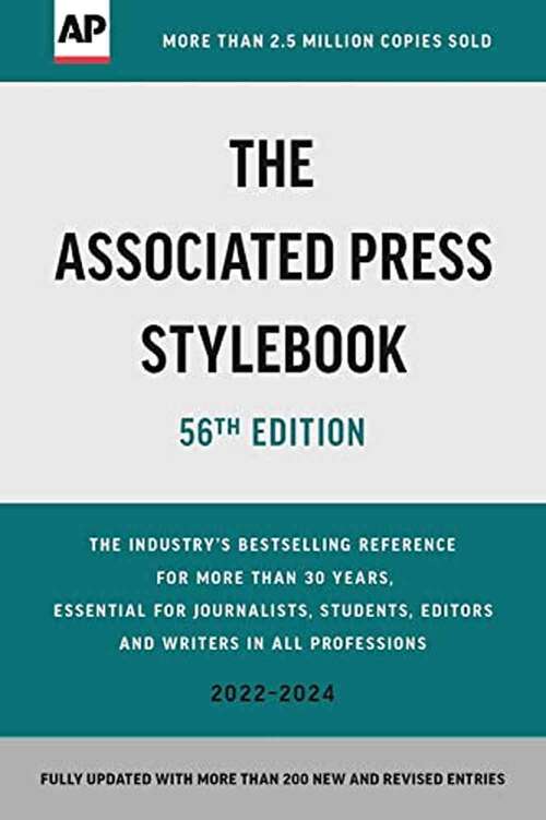 Book cover of The Associated Press Stylebook: 2022-2024 (Fifty Sixth Edition)