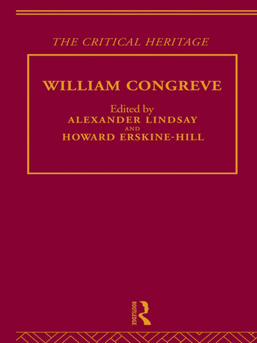 Book cover of William Congreve: The Critical Heritage (Critical Heritage Ser.)