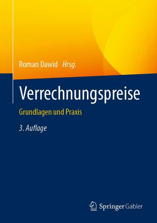 Book cover of Verrechnungspreise: Grundlagen und Praxis (3. Aufl. 2022)