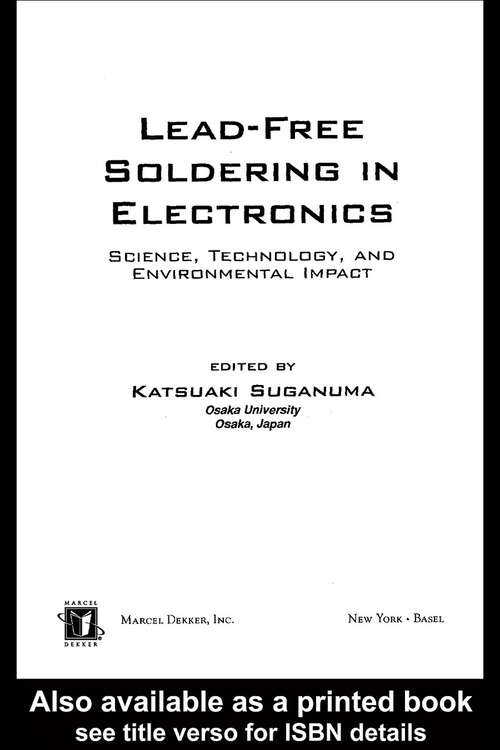 Book cover of Lead-Free Soldering in Electronics: Science, Technology, and Environmental Impact