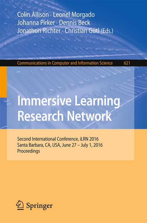 Book cover of Immersive Learning Research Network