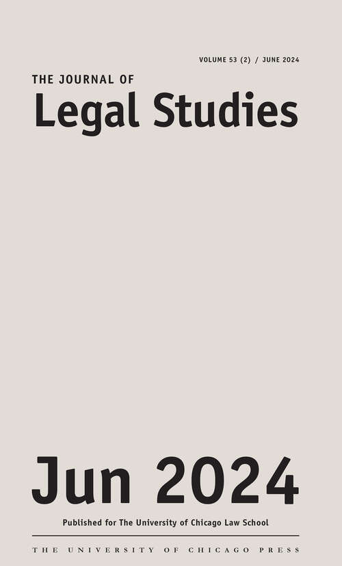 Book cover of The Journal of Legal Studies, volume 53 number 2 (June 2024)