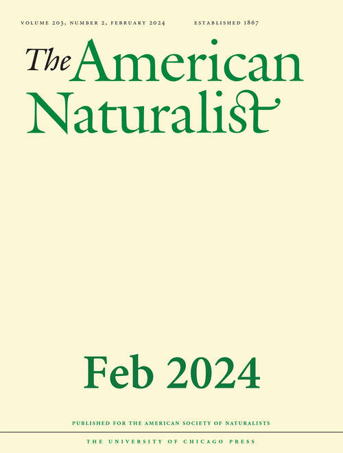 Book cover of The American Naturalist, volume 203 number 2 (February 2024)