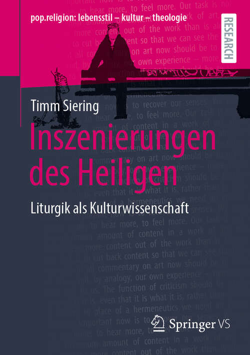 Book cover of Inszenierungen des Heiligen: Liturgik als Kulturwissenschaft (2024) (pop.religion: lebensstil – kultur – theologie)