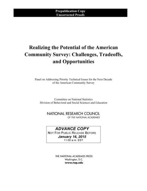 Book cover of Realizing the Potential of the American Community Survey: Challenges, Tradeoffs, and Opportunities