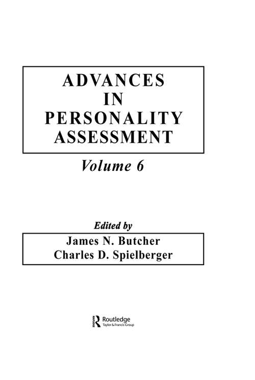 Book cover of Advances in Personality Assessment: Volume 6 (Advances in Personality Assessment Series: Vol. 10)