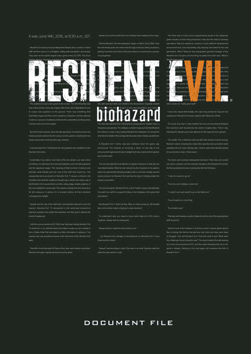 Book cover of Resident Evil 7: Biohazard Document File