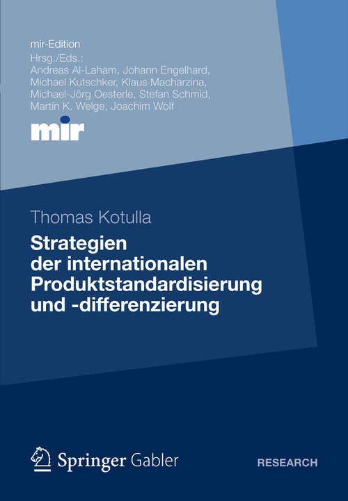 Book cover of Strategien der internationalen Produktstandardisierung und -differenzierung