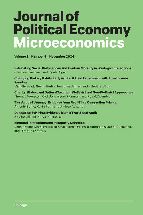 Book cover of Journal of Political Economy Microeconomics, volume 2 number 4 (November 2024)