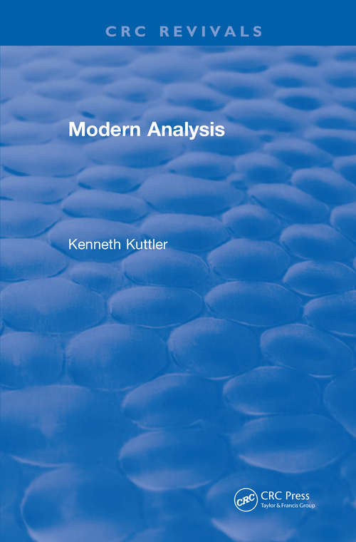 Book cover of Modern Analysis (3) (CRC Press Revivals)