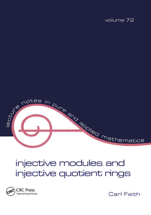 Book cover of Injective Modules and Injective Quotient Rings