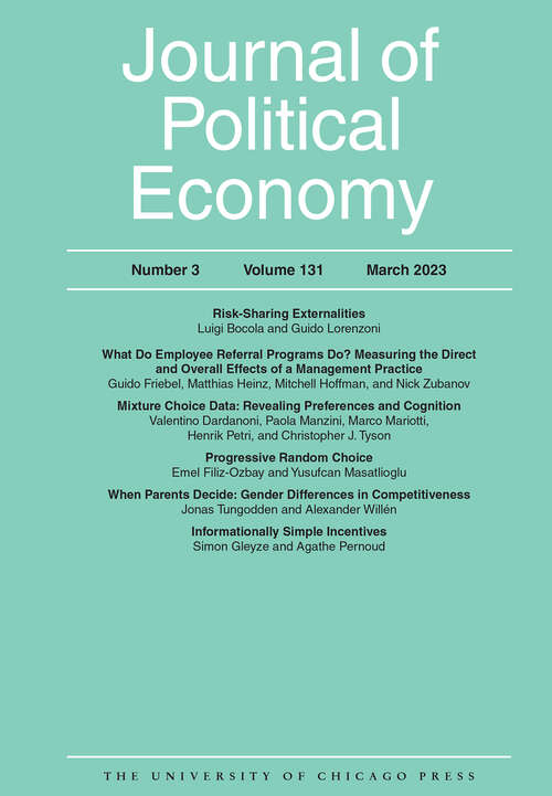 Book cover of Journal of Political Economy, volume 131 number 3 (March 2023)