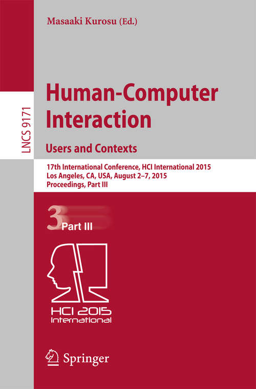 Book cover of Human-Computer Interaction: Users and Contexts