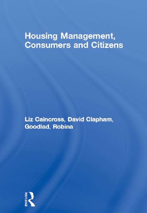 Book cover of Housing Management, Consumers and Citizens