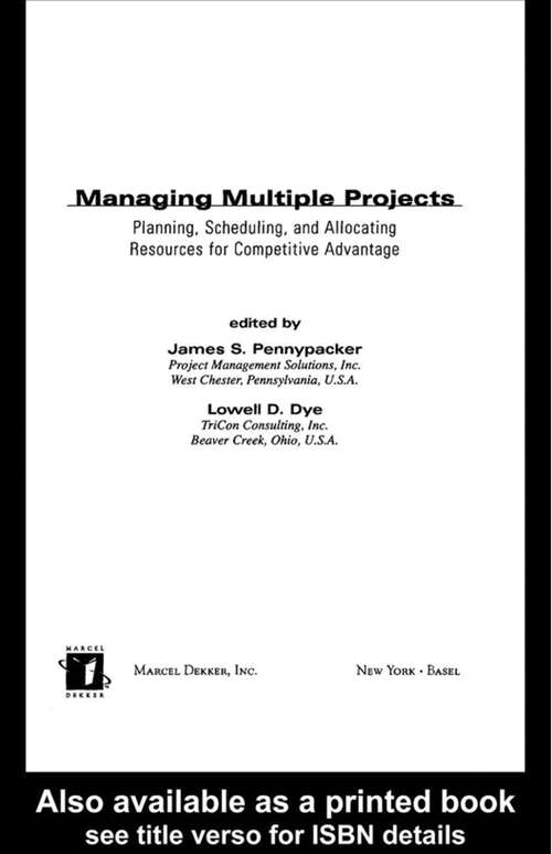 Book cover of Managing Multiple Projects: Planning, Scheduling, and Allocating Resources for Competitive Advantage (1)