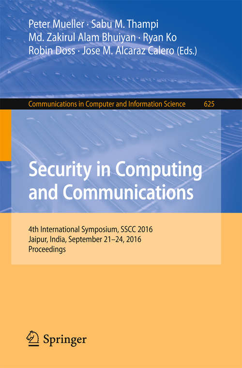 Book cover of Security in Computing and Communications