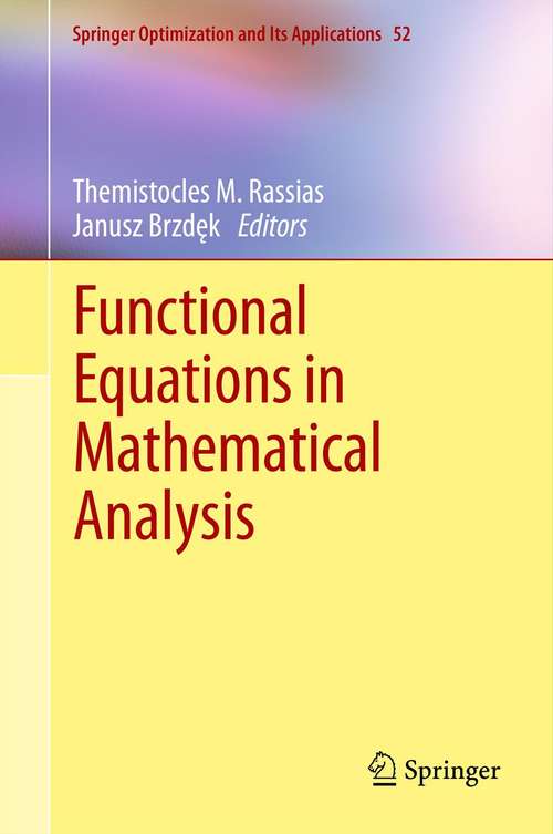 Book cover of Functional Equations in Mathematical Analysis