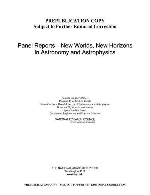 Book cover of Panel Reports--New Worlds, New Horizons in Astronomy and Astrophysics