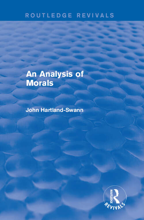 Book cover of An Analysis of Morals (Routledge Revivals)