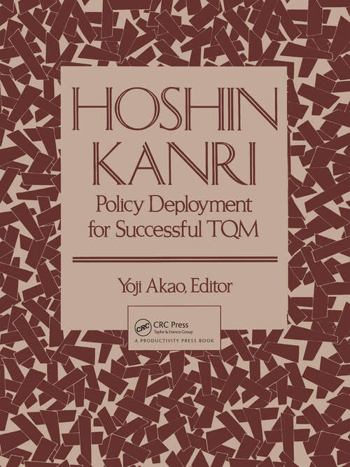 Book cover of Hoshin Kanri: Policy Deployment for Successful TQM