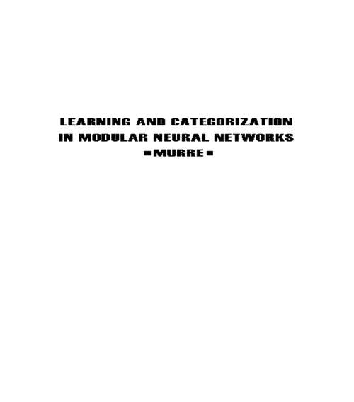 Book cover of Learning and Categorization in Modular Neural Networks